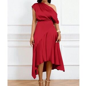 1210460 Multi Colour One Shoulder Hi Low Dress main image 0